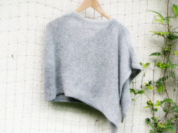 women gray poncho knit poncho wool poncho wool cape black knit | Etsy