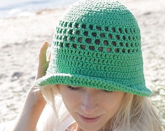 Crocheted hat with lace pattern. Knitted bucket hat, Stylish hat, Cotton summer hat, Beach hat, Summer hat, Handmade bucket hat, Boho hat