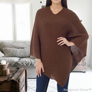 Poncho surdimensionné doux en tricot baby alpaga Cache-cœur sur un haut ou une veste Châle pour voyage écharpe-palatine manteau unisexe poncho pour femme poncho pour homme image 4