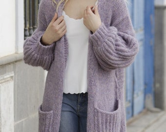 knitted oversized cardigan knit jacket fluffy light warm sweater Chunky Bulky loose knit sweater Loose fit wool sweater easy knit coat