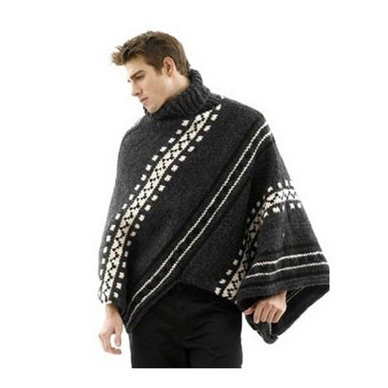 Men's Knitted Poncho Oversized Knit Poncho Blanket for Men Knit Wrap