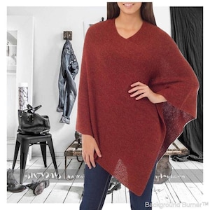 Poncho surdimensionné doux en tricot baby alpaga Cache-cœur sur un haut ou une veste Châle pour voyage écharpe-palatine manteau unisexe poncho pour femme poncho pour homme image 2