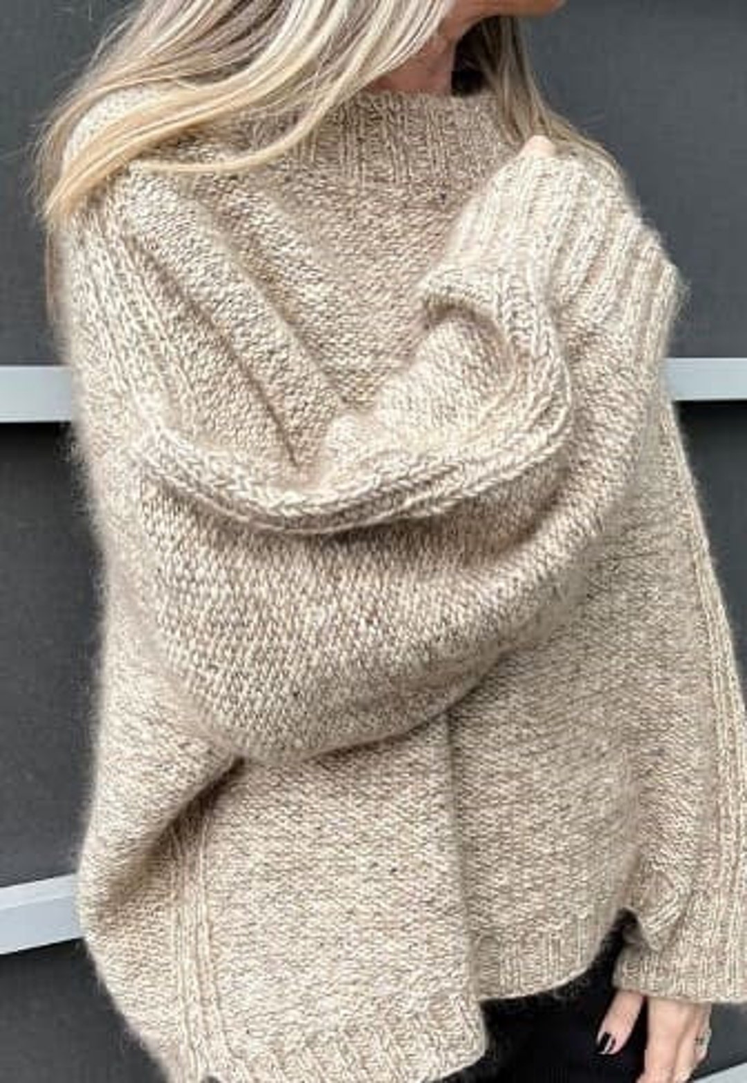Oversize Hand Knitted Women Sweater, Soft Thick Wool Jumper, Knitted ...