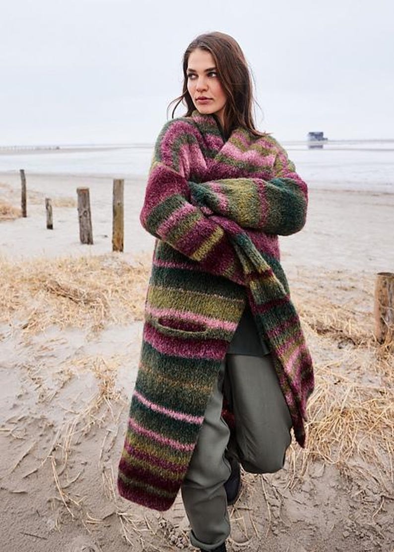 Hand Knitted Oversized Alpaca Cardigan, Loose Robe Sweater - Etsy