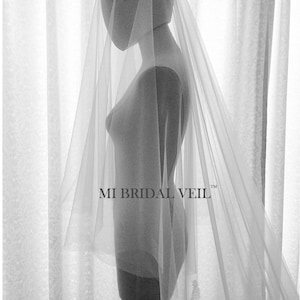 Soft Tulle Veil, Wedding Veil with Blusher, Drop Veil, Beach Wedding Veil, Boho Bridal Veil, Sheer Tulle Veil, Veil with Pin, Mi Bridal Veil