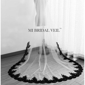 Black Lace Veil, Cathedral Wedding Veil, Lace Wedding Veil, Wedding Veil Lace from Mid Way, Bridal Veil Cathedral, Mi Bridal Veil, Hand Made
