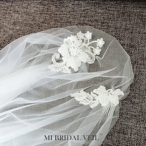 Juliet Cap Veil, Great Gatsby Wedding Veil, Lace Juliet Cap Wedding Veil, Drop Cap Veil, Boho Bridal Veil, Mi Bridal Veil, Hand Sew