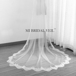 Cathedral Wedding Veil, Chantilly Lace Wedding Veil, Eyelash Chantilly Lace Bridal Veil, Chapel Lace Veil, Mi Bridal Veil, Hand Made