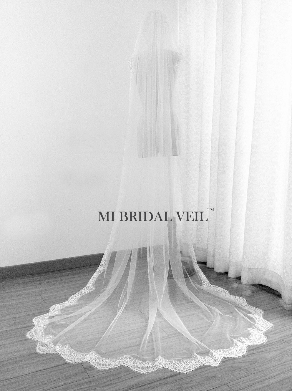 Cathedral Wedding Veil, Chantilly Lace Wedding Veil, Eyelash Chantilly Lace Bridal Veil, Chapel Lace Veil, Mi Bridal Veil, Hand Made