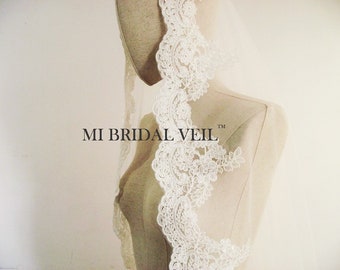 Mantilla Lace Veil, Lace Wedding Veil Fingertip, Rose Lace Veil, Veil, Bridal Lace Veil, Mi Bridal Veil