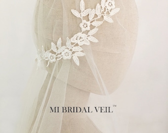 Juliet Cap Veil, Cap Veil, Boho Bridal Veil, 1920s Inspired Bridal Veil, Small Rose Lace Juliet Cap Wedding Veil, Mi Bridal Veil