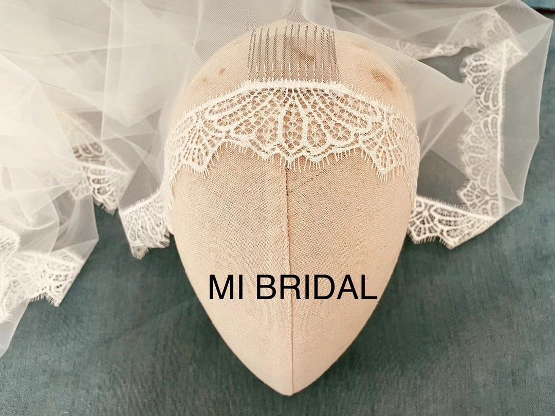 Lace Wedding Veil Eyelash Chantilly Lace Veil Boho Lace Etsy