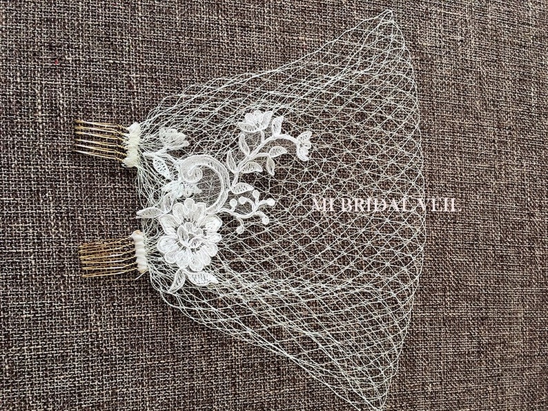 Bandeau Birdcage Blusher Veil Lace Birdcage Veil Headband Etsy