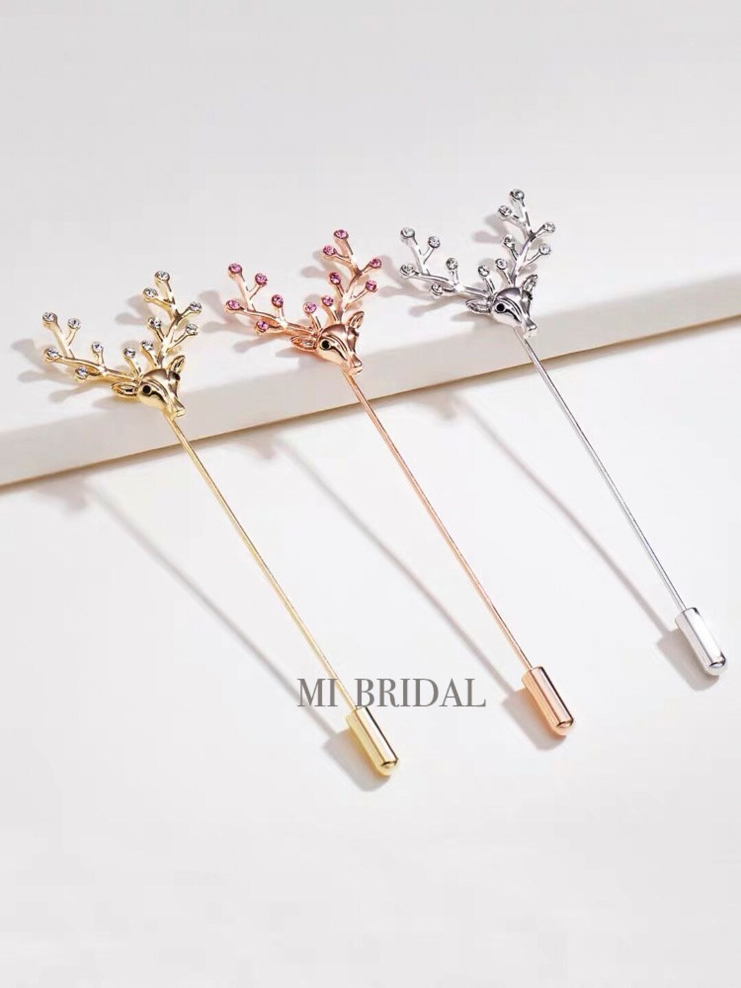 Veil Pin, Rhinestone Pin, Pin for Veils, Deer Pin for Drop Wedding Veil