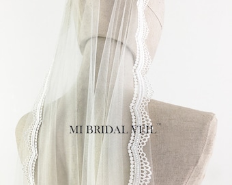 Mantilla Veil, Lace Wedding Veil Fingertip, Crochet Lace Veil, Venice Lace Veil, Small Lace Veil, MI BRIDAL VEIL, Hand Made