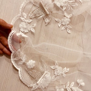 Juliet Cap veil, Boho Wedding Veil, Vintage Wedding Veil, Flower Cap Veil, Flower Wedding Veil, Flower Veil, Mi Bridal