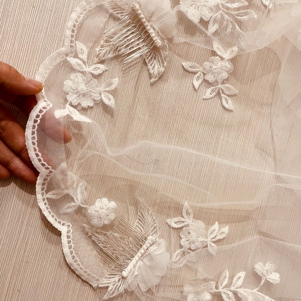 Juliet Cap veil, Boho Wedding Veil, Vintage Wedding Veil, Beaded Cap Veil, Flower Cap Veil, Flower Wedding Veil, Flower Veil, Mi Bridal