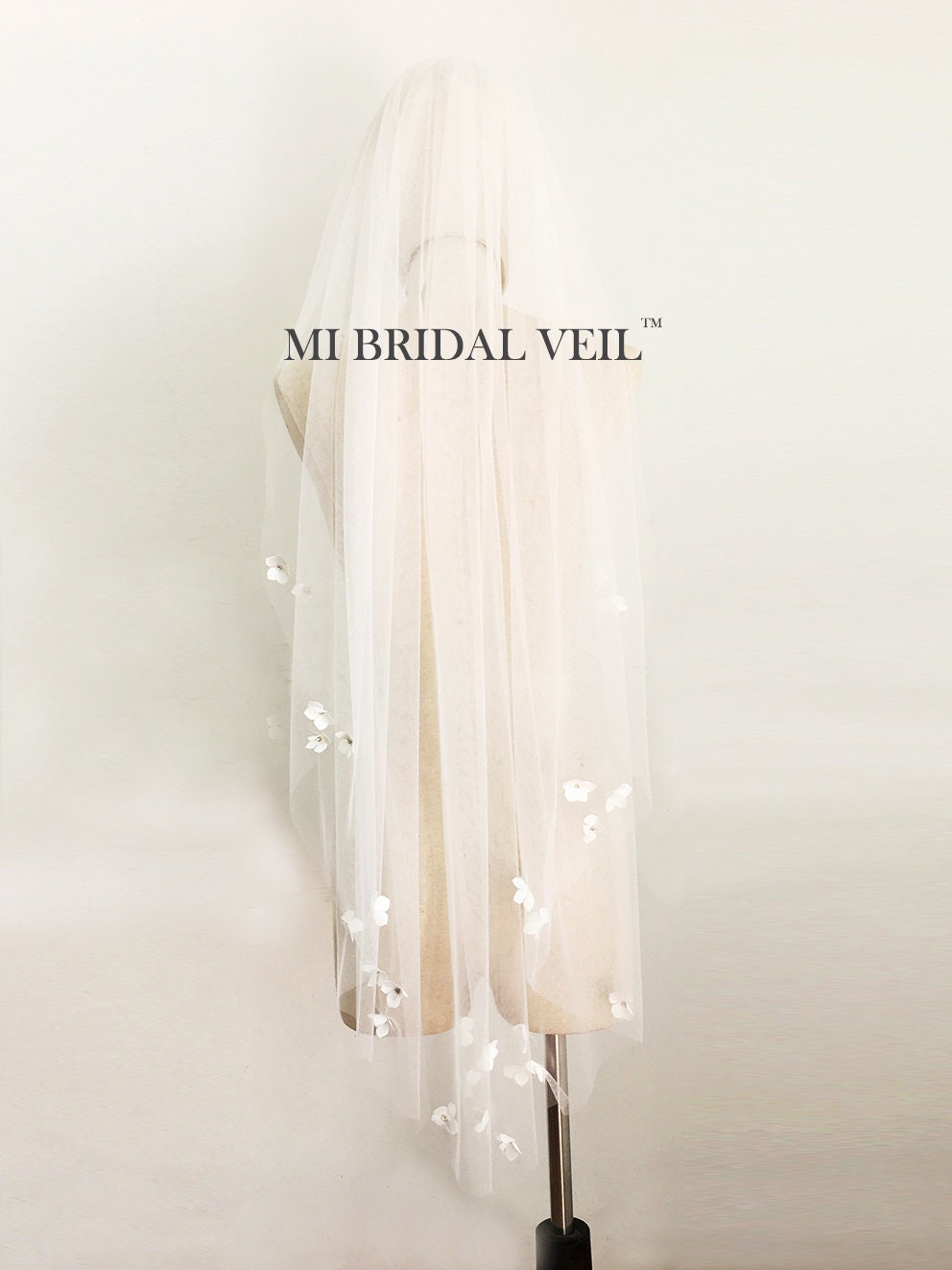 Wedding Veil with Flowers Petal Wedding Veil Boho Wedding Etsy