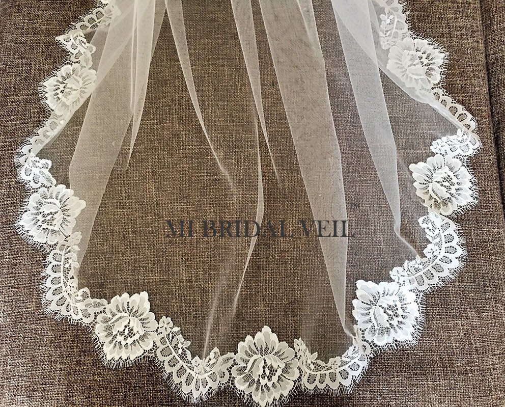 Chantilly Lace Veil Lace Wedding Veil Eyelash Lace Veil Etsy