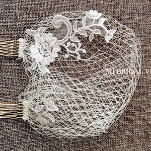 Bandeau Birdcage, Blusher Veil,  Lace Birdcage Veil, Headband Veil, Russian Netting Birdcage, Hand Made