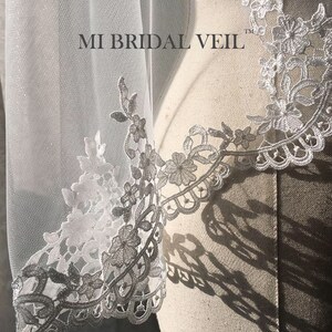 Mantilla Lace Wedding Veil, Crochet Rose Lace Veil, Venice Lace Veil, Mantilla Bridal Veil in Hip Length, Custom Veil from MI BRIDAL VEIL image 5