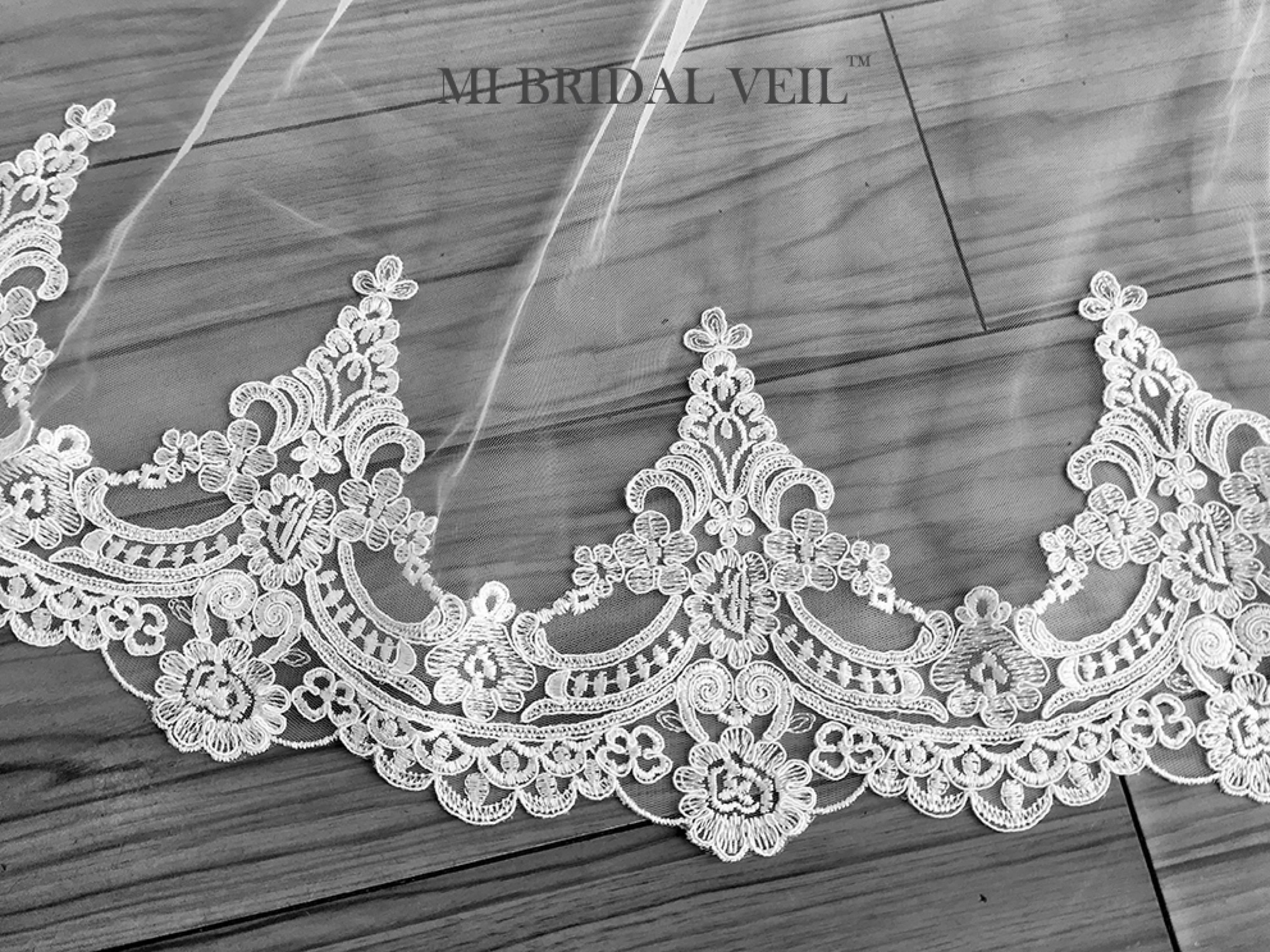Cathedral Wedding Veil Wide Lace Veil Lace Wedding Veil - Etsy