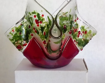 Fused Glass Christmas Candle