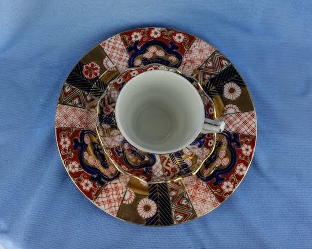 デコ姫様おとり置き✿TSUYOSHI NAGABUCHI レザーキャップ Japanese Dragonware (14-Piece) Hand Painted Satsuma Moriage Tea