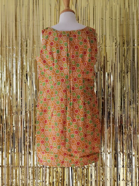 60s Mod Style Shift Dress Yellow Green Polkadot S… - image 6