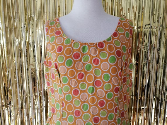 60s Mod Style Shift Dress Yellow Green Polkadot S… - image 8