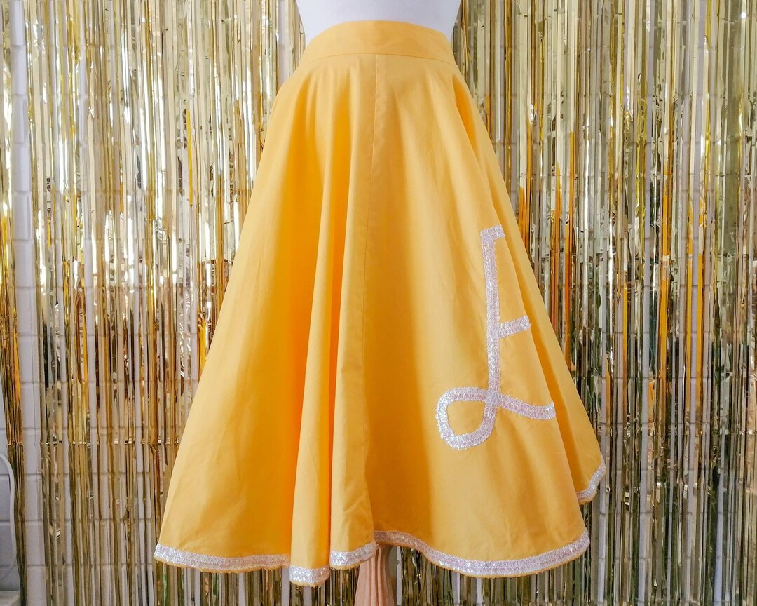 Vintage Circle Skirt 50s Style Yellow Size M Etsy