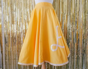 Vintage Circle Skirt 50s Style Yellow Size M