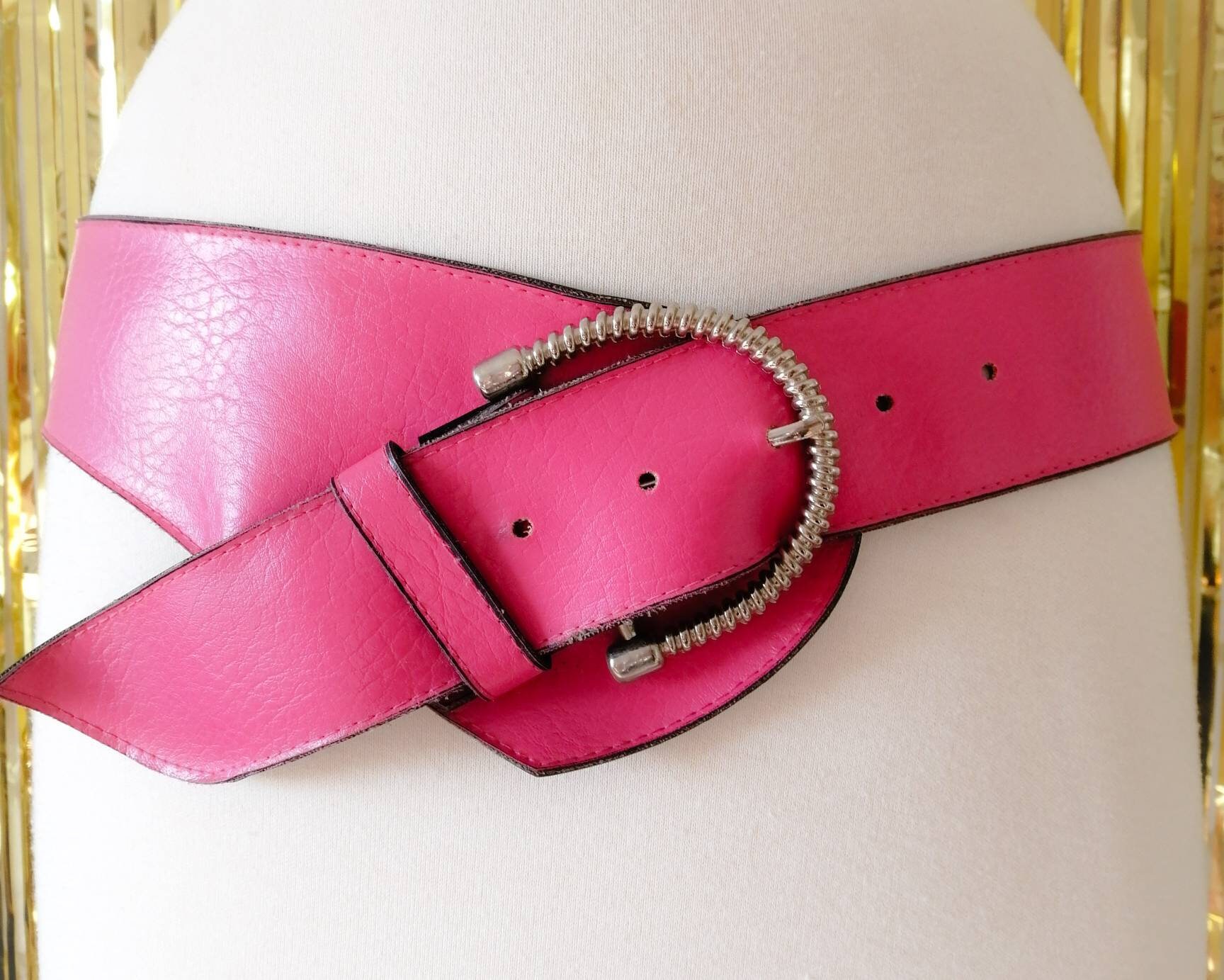 thin pink waist belt