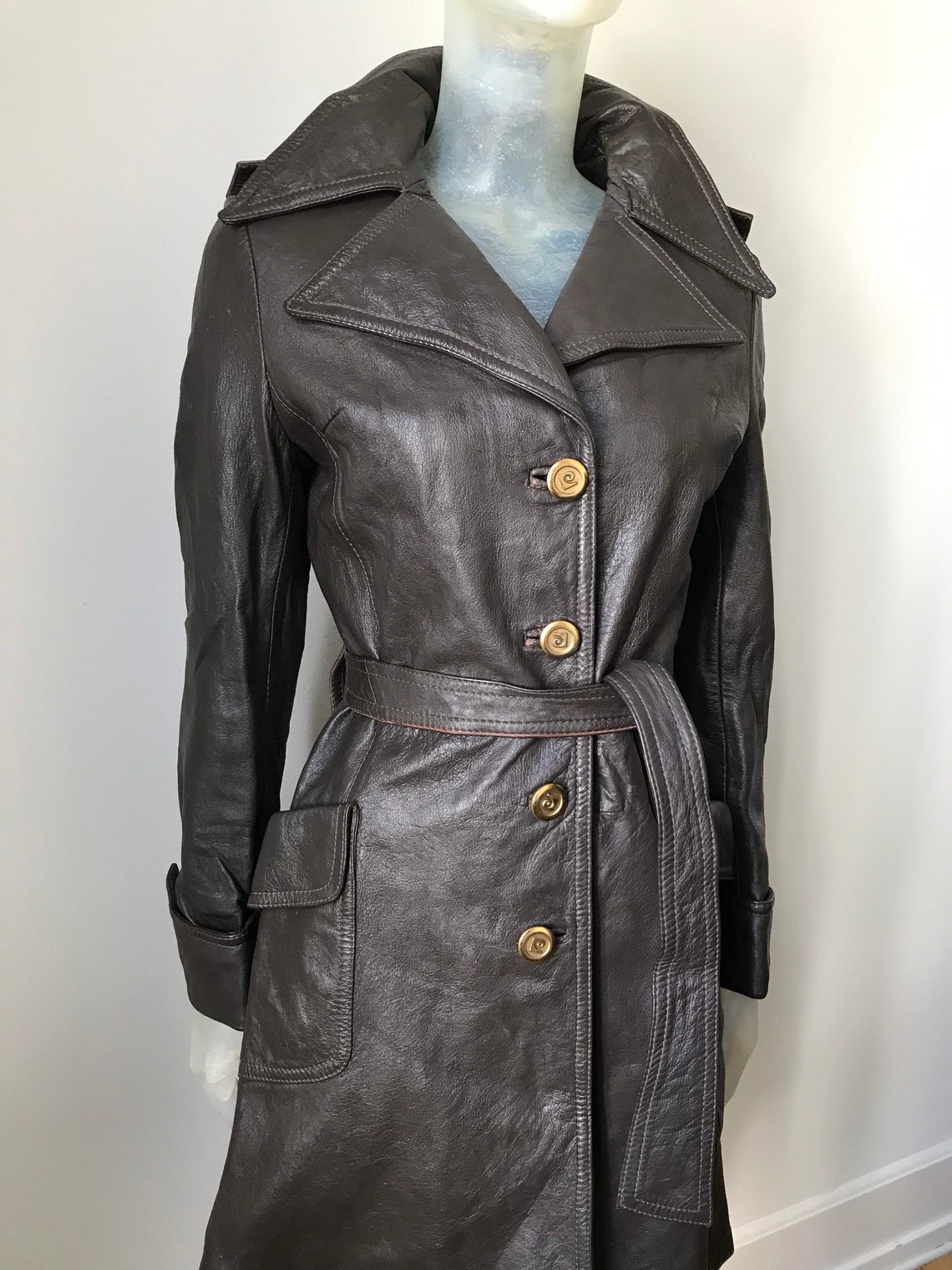 Pierre Cardin Vintage Leather Trenchcoat - Etsy