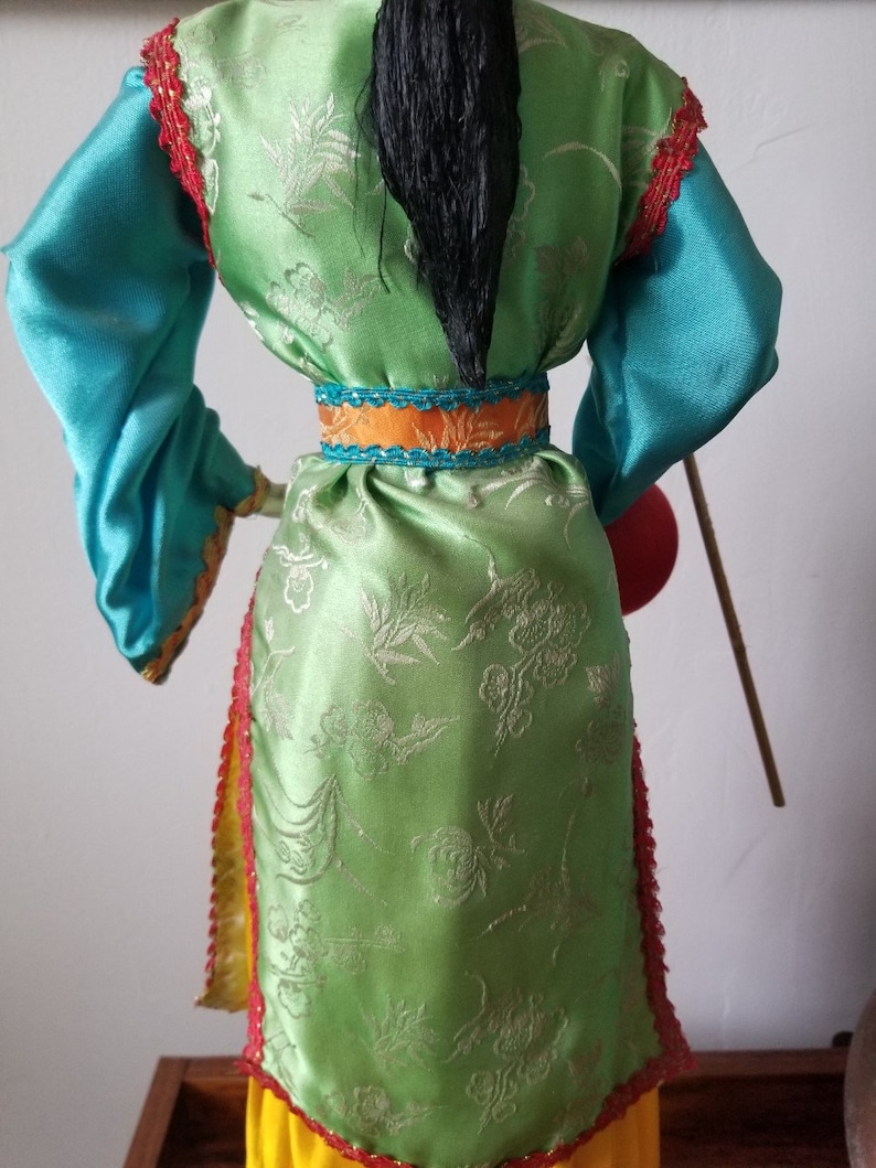 Chinese Doll, 1990's Colorful Chinese Doll, Asian Doll, Tall Asian Doll, Vintage Asian doll, Chinese doll with pom pom image 9