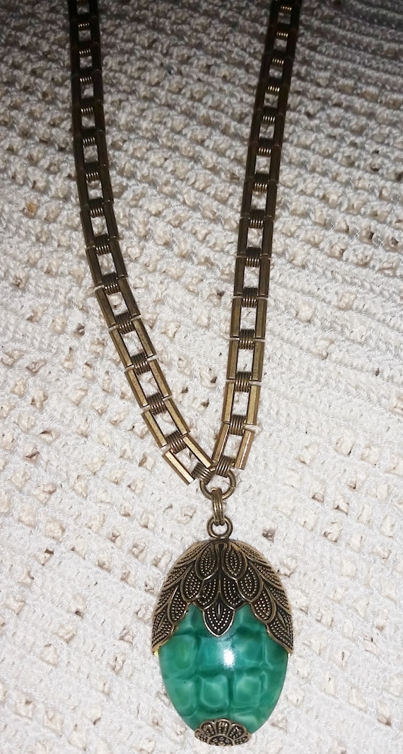 Early 20th Century Victorian Brass Necklace with … - image 2