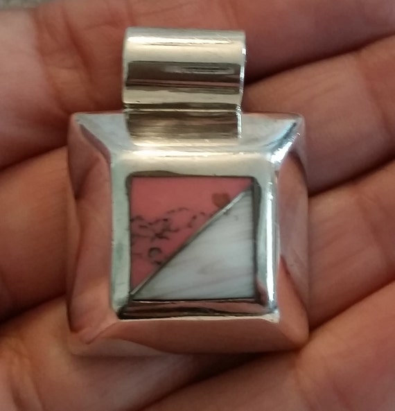 Vintage Pink and White Limestone Sterling Silver S