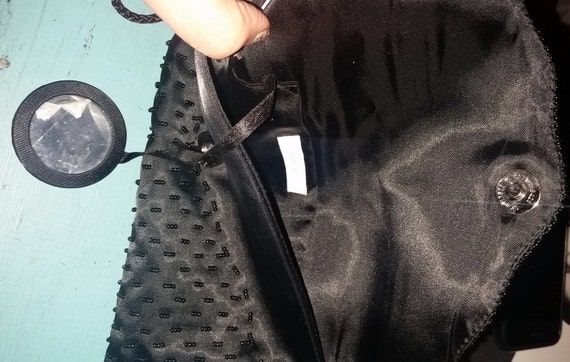 Formal black rectangular beaded evening bag with … - image 3