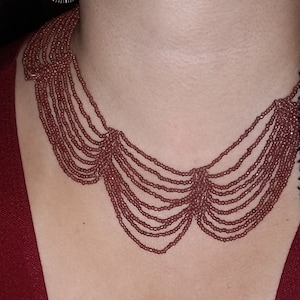 Brown Beaded Multi-tiered Neckalce with clasp, Boho Brown Beaded Necklace, Brown beaded Tiered Necklace, Brown beaded collar necklace