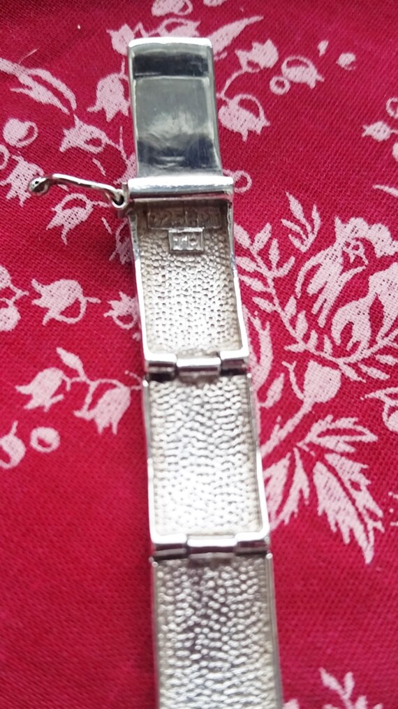 Greek Key Sterling Link Bracelet with clasp, Ster… - image 5