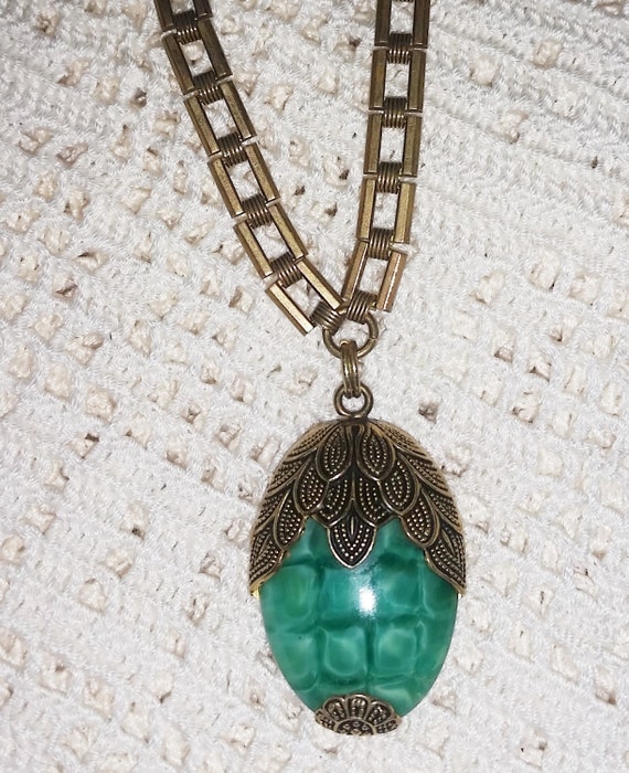 Early 20th Century Victorian Brass Necklace with … - image 1
