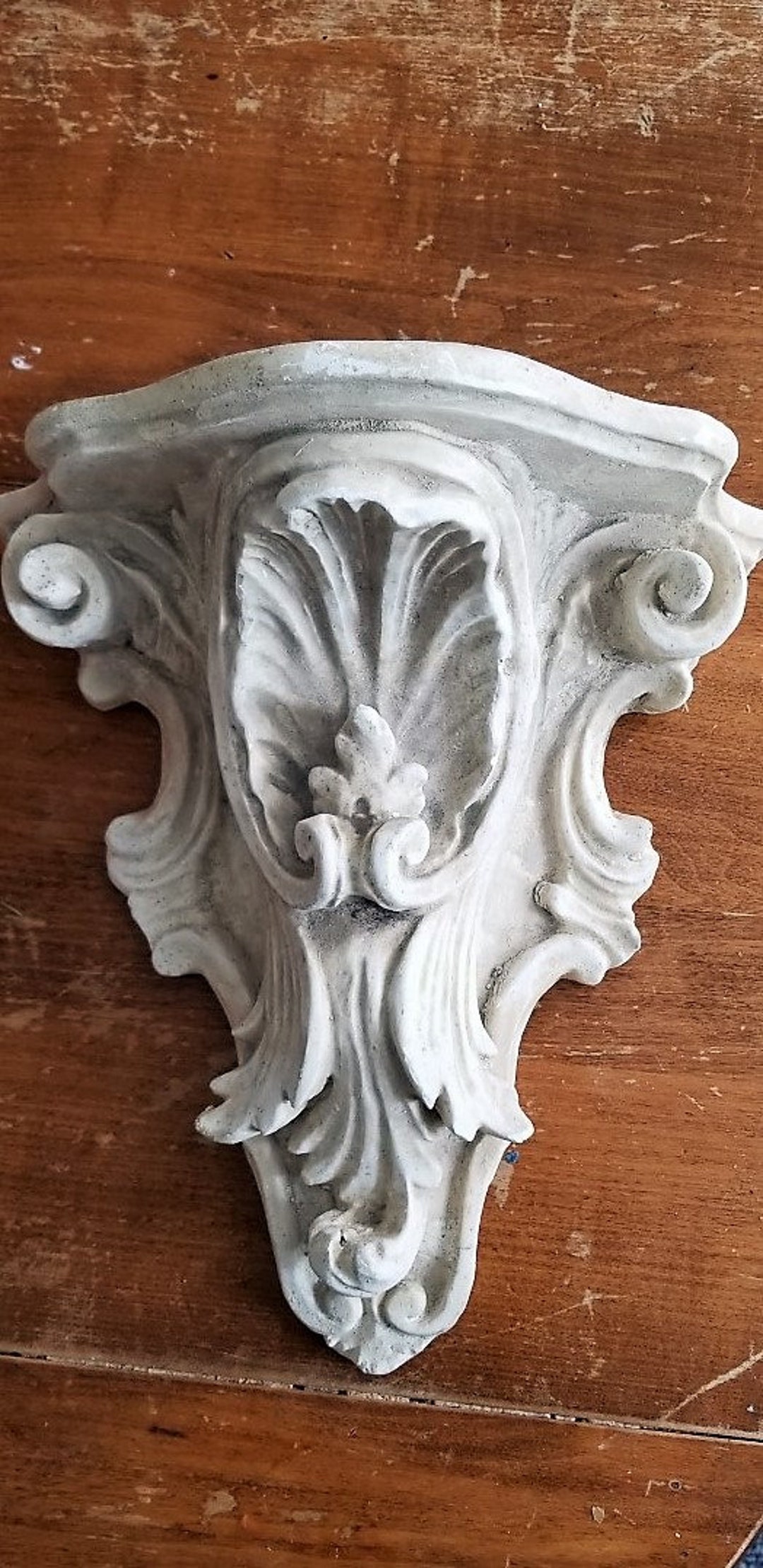 Large Plaster Wall Sconce and Shelf, Long Plaster Wall Sconce and Shelf