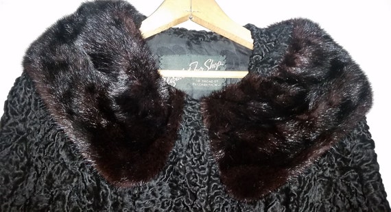 Elizabeth Fur Shop Black Persian Lamb Long fur Coat Brown Mink fur collar 1950 s Fur Coat Vintage Persian Lamb Persian Lamb Coat Etsy Mexico