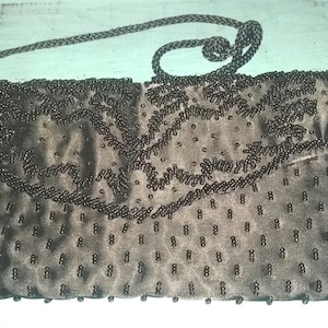 Formal black rectangular beaded evening bag with strap, formal evening bag, black evening bag, black beaded evening bag, black beaded purse