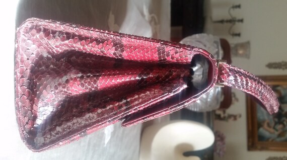 Plum colored Lambertson Truex python top handle h… - image 3