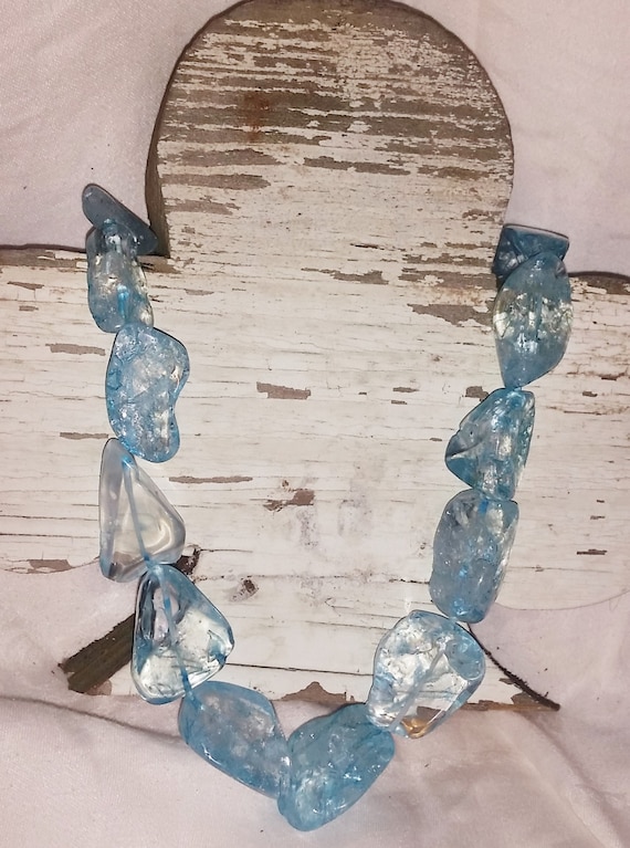 Chunky Polished light blue transparent quartz neck