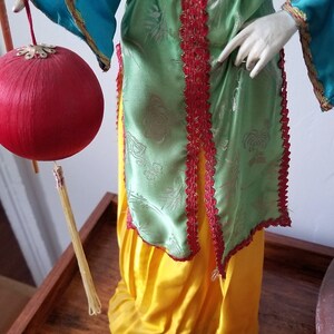 Chinese Doll, 1990's Colorful Chinese Doll, Asian Doll, Tall Asian Doll, Vintage Asian doll, Chinese doll with pom pom image 5