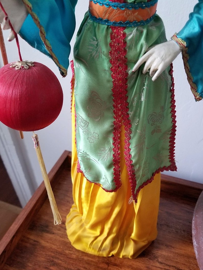Chinese Doll, 1990's Colorful Chinese Doll, Asian Doll, Tall Asian Doll, Vintage Asian doll, Chinese doll with pom pom image 5