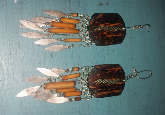 Handmade Coconut Dangle Earrings, Bahamian Coconut Earrings, Bahamas Coconut earrings, coconut earrings, coconut drop earrings