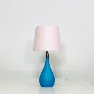 A blue glass desk lamp by Kastrup Glasværk | 1960s | Denmark